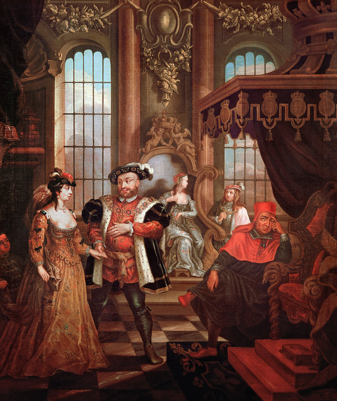 Henry VIII (1491-1547) introducing Anne Boleyn at court od William Hogarth