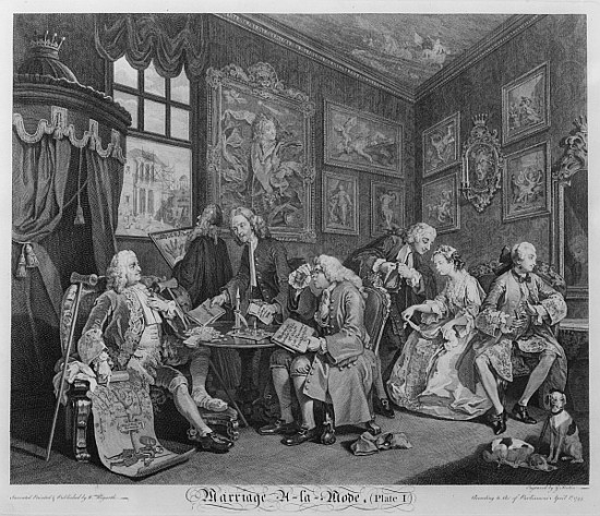 Marriage a la Mode, Plate I, The Marriage Settlement od William Hogarth
