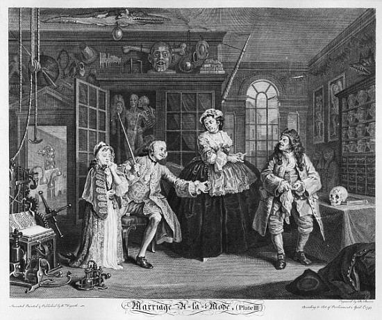 Marriage a la Mode, Plate III, The Inspection od William Hogarth