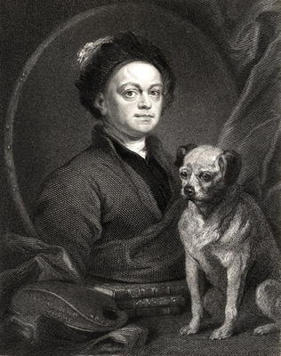 Self Portrait, from 'Gallery of Portraits', published in 1833 (engraving) od William Hogarth