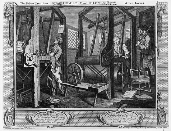 The Fellow ''Prentices at their Looms, plate I of ''Industry and Idleness'' od William Hogarth