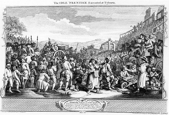 The Idle ''Prentice Executed at Tyburn, plate XI of ''Industry and Idleness'' od William Hogarth