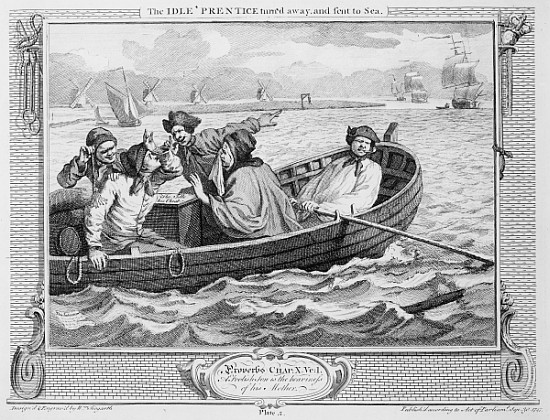 The Idle ''Prentice Turned Away and Sent to Sea, plate V of ''Industry and Idleness'' od William Hogarth