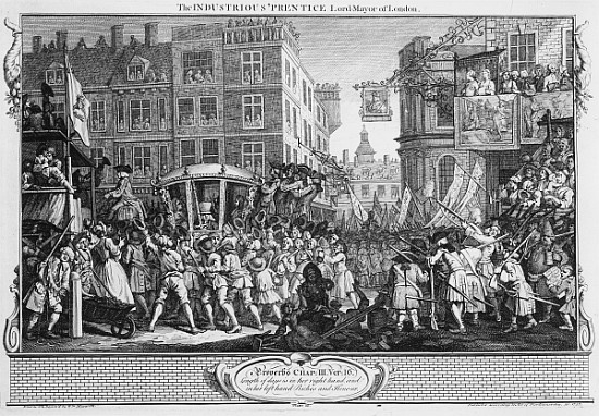 The Industrious ''Prentice Lord Mayor of London, plate XII of ''Industry and Idleness'' od William Hogarth