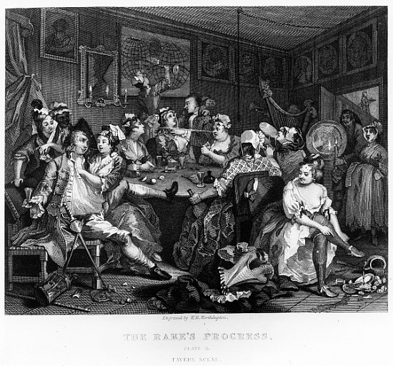 The Orgy, plate III from ''A Rake''s Progress'' od William Hogarth