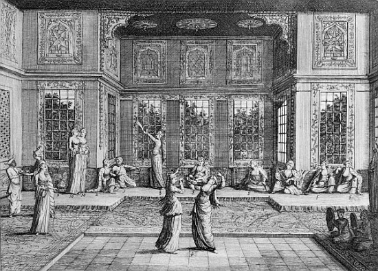 Women dancing in the Harem, from ''Voyages de Sr A. de la Motraye en Europe, Asie et Afrique'', publ od William Hogarth