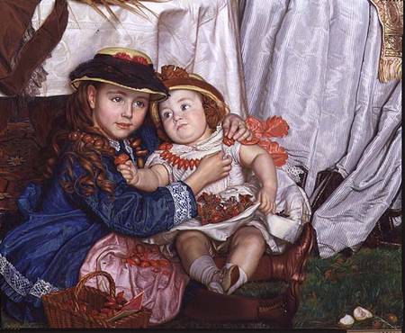 Lady Fairbairn with her Children, detail of Constance and James od William Holman Hunt