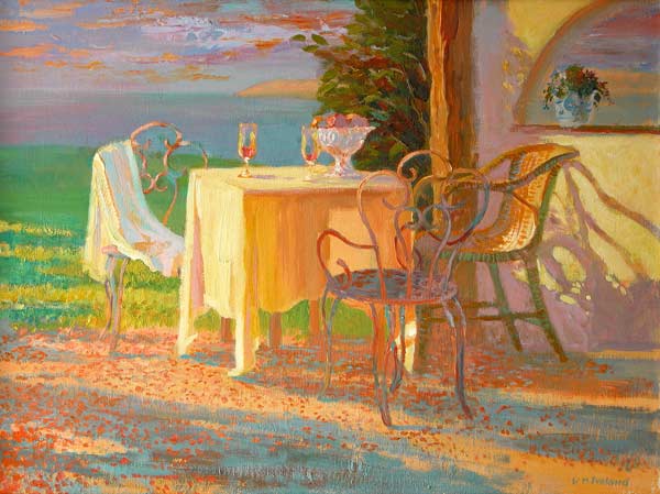 Evening Terrace, 2003 (oil on board)  od William  Ireland