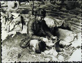 Silversmith at work, c.1914 (b/w photo) 