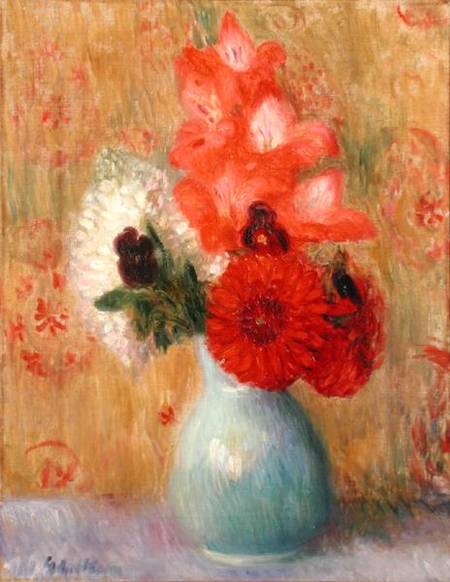 Floral Arrangement in Green Vase od William J. Glackens