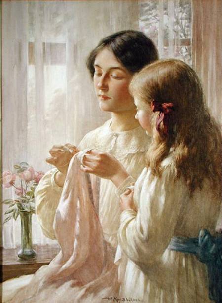 The Lesson (w/c and bodycolour on paper) od William Kay Blacklock