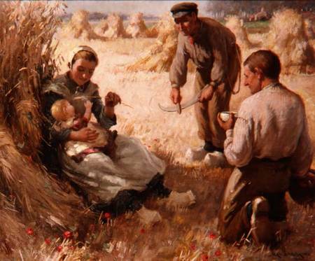 Mother and Child with Harvesters od William Kay Blacklock