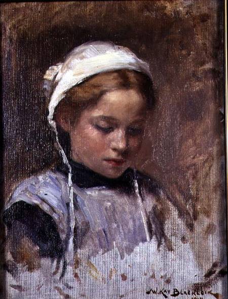 Young Girl in a Blue Pinafore od William Kay Blacklock