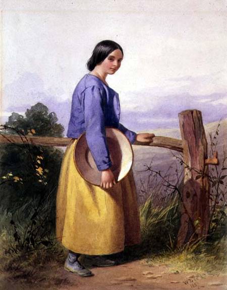A country girl standing by a fence od William Lee