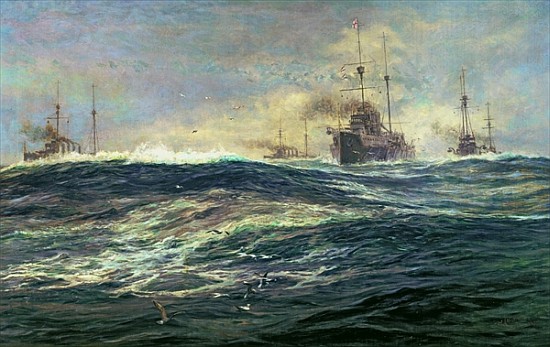 1st Battle Squadron of Dreadnoughts Steaming down the Channel in 1911 od William Lionel Wyllie