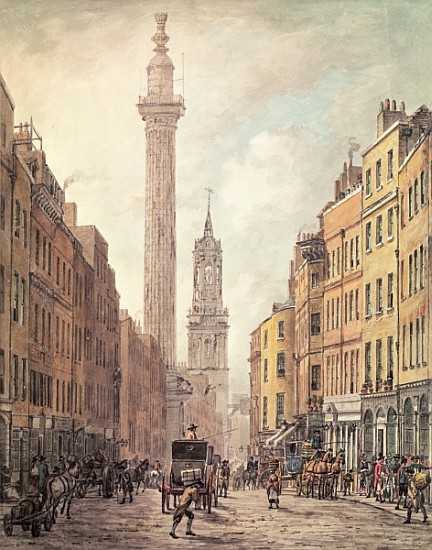 View of Fish Street Hill, Monument and St. Magnus the Martyr from Gracechurch Street, London od William Marlow