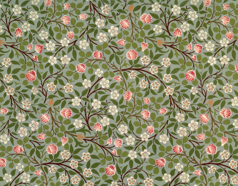 Small pink and white flower wallpaper design od William  Morris