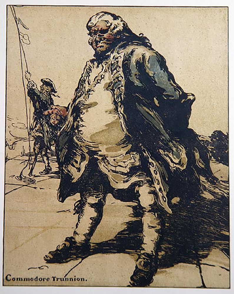Commodore Hawser Trunnion, illustration for Characters of Romance, published by William Heinemann, 1 od William Nicholson