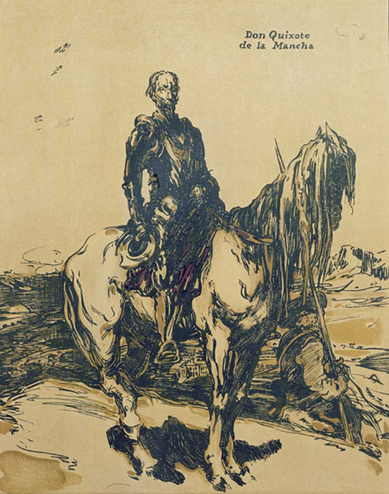 Don Quixote de la Mancha, illustration from Characters of Romance, first published 1900 od William Nicholson
