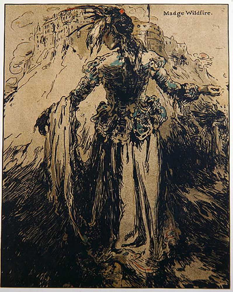 Madge Wildfire, illustration from Characters of Romance, first published 1900 od William Nicholson