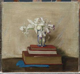 White Orchids on Books, 1916