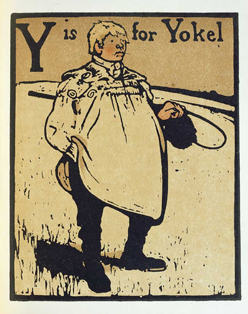 Y is for Yokel, illustration from An Alphabet, published by William Heinemann, 1898 od William Nicholson