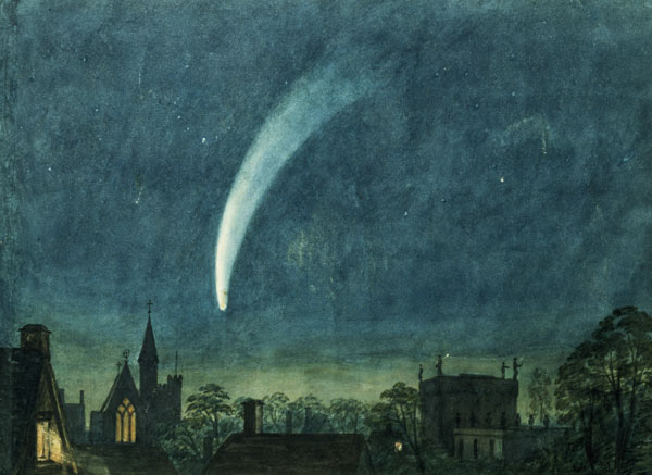 Donati's Comet over Balliol College (w/c with scratching out on paper) od William of Oxford
