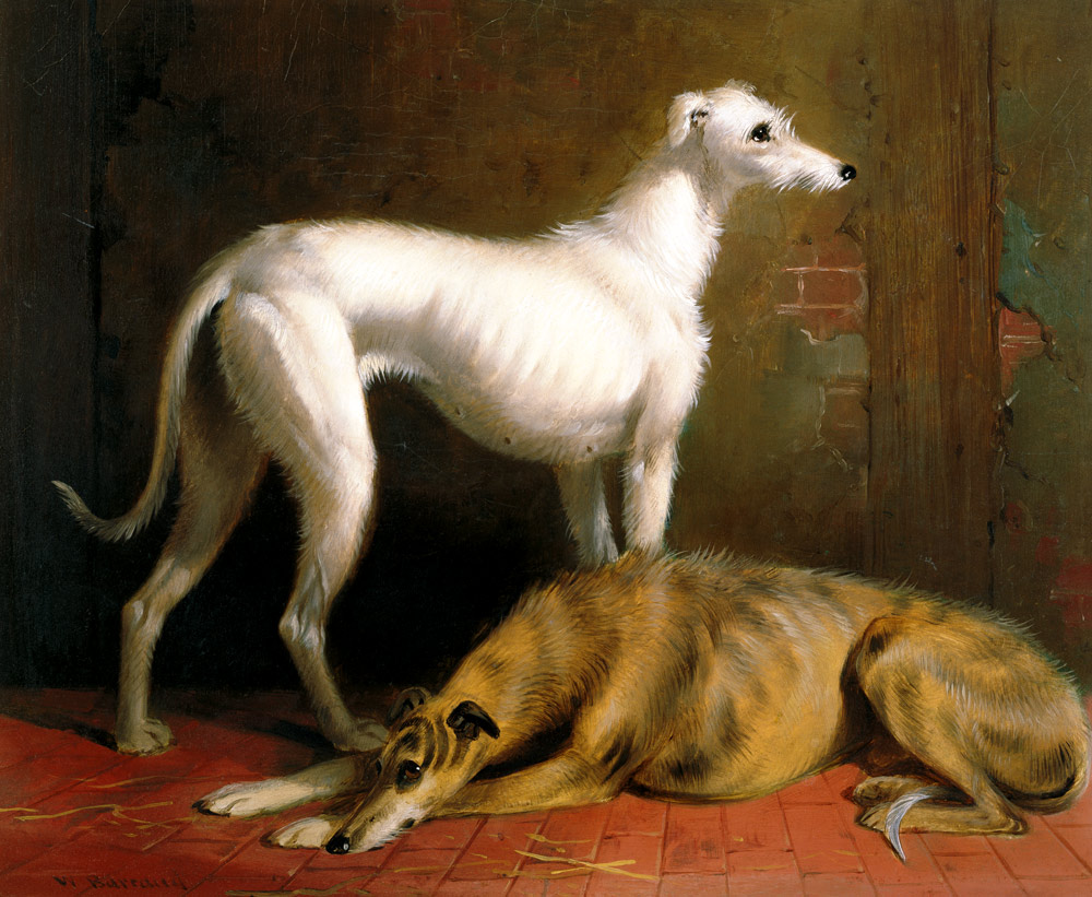 Deerhounds in an Interior od William u. Henry Barraud
