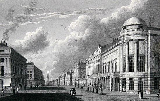 Regent Street, with the Argyle Rooms; engraved by Charles Heath od William Westall