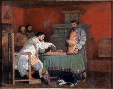 Scene from the Life of the Russian Tsar: Playing Chess od Wjatscheslaw Grigor. Schwarz
