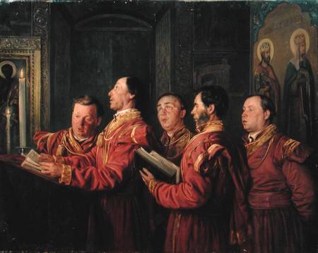 Choristers in the Church od Wladimir Jegorowitsch Makowski