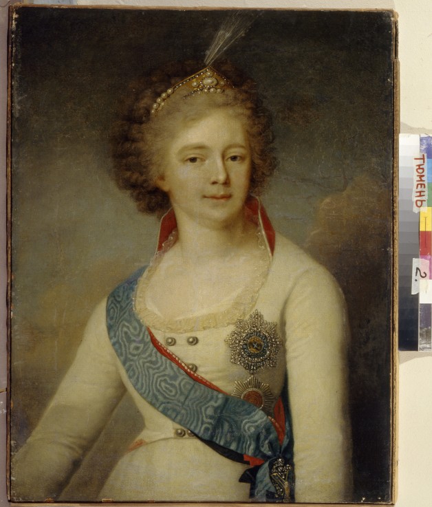 Portrait of Empress Maria Feodorovna (1759-1828) in the Chevalier Guard uniform od Wladimir Lukitsch Borowikowski