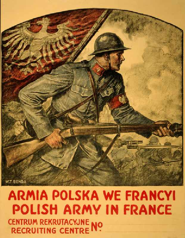 Armia Polska We Francyi, c.1917 (colour litho) od Wladislaw Theodore Benda