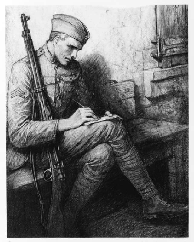 Writing a letter, c.1919 (litho) od Wladislaw Theodore Benda