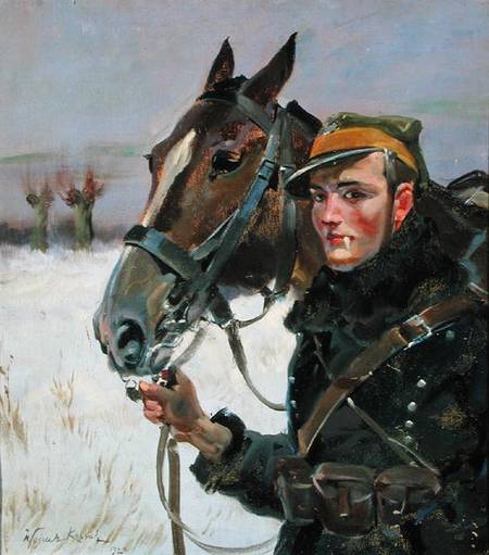 Soldier with a Horse od Wojciech Kossak