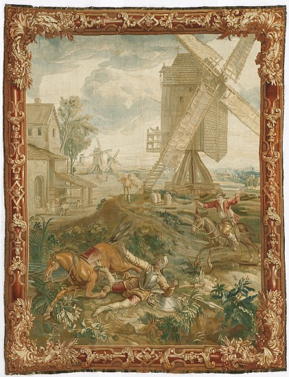 Don Quixote Fighting the Windmill od Workshop of Urbanus Leyniers and Daniel Leyniers II