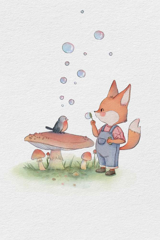 Fox and Bird Illustration od Xuan Thai