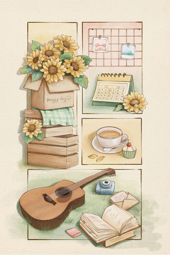 Sunflower illustration time od Xuan Thai