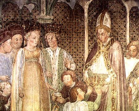 Queen Theodolinda and Pope Gregory the Great (c.540-604) Exchanging Gifts od Zavattari  Family