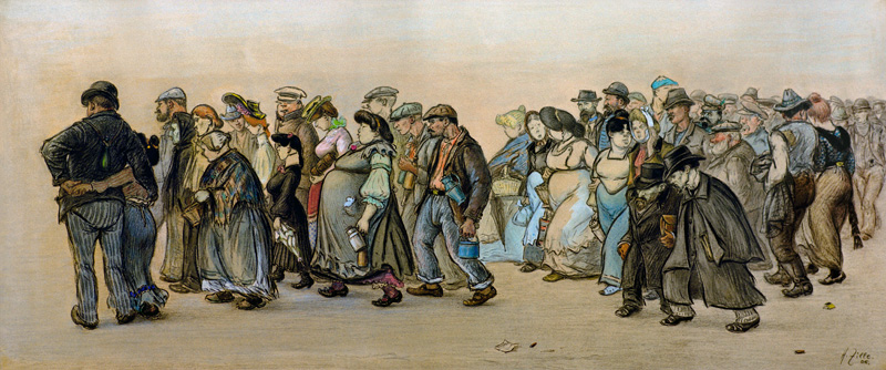 Zille / Spandau Workers  March / 1906 od Heinrich Zille