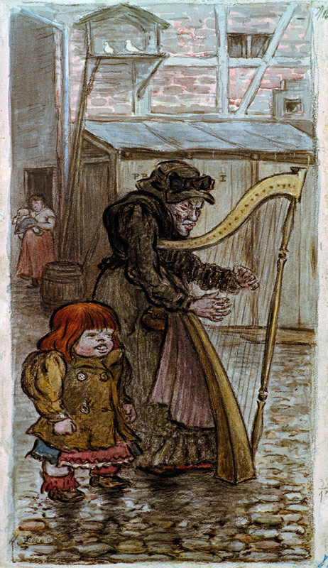 Zille / The Harp Lady / 1903 od Heinrich Zille